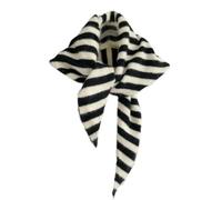 Gestreiftes gestricktes Dreieckstuch für Damen - Y2k ästhetisches Kopftuch Schal, gemütlicher Halswärmer, vielseitiger Kopfwickel, Cottagecore, Streetwear, stilvolle Herbst-Winter-Accessoires, Schwarz