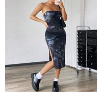 Gestreiftes, gestricktes, trägerloses Kleid für Frauen