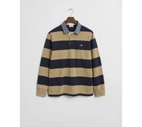 Gestreiftes Heavy Rugger mit Chambray-Kragen Braun XL