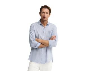Gestreiftes Hemd Cotolino blau im Regular Fit mit Polo Club Stickerei L