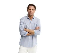 Gestreiftes Hemd Cotolino blau im Regular Fit mit Polo Club Stickerei M