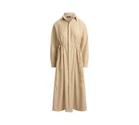 Gestreiftes Hemdkleid mit Tunnelzug 30 Tan