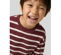 Gestreiftes Jungen Langarm-Rundhals-Shirt mit Recycling-Baumwolle bordeaux Gr. 92/98 von Vertbaudet