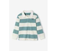 Gestreiftes Jungen Poloshirt mit Kontrast-Kragen aqua Gr. 92/98 von vertbaudet