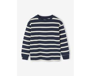 Gestreiftes Jungen Rundhals-Shirt mit Recycling-Baumwolle nachtblau Gr. 92/98 von vertbaudet