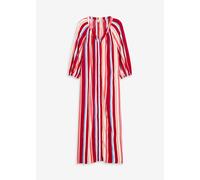 gestreiftes Kaftan-Kleid aus strukturierter Viskose 36