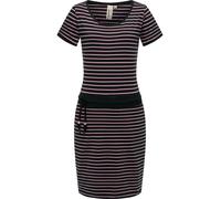 gestreiftes Kleid mit Taillenkordel "Baomi" Black XXL