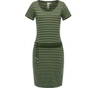 Ragwear Damen Kurzarm Sommerkleid kurzes Minikleid mit Taillenkordel, Streifenmuster und Taschen Baomi YOUMODO Dark Olive Gr. XXL