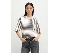 Gestreiftes Kurzarm-Sweatshirt cropped beige S
