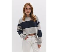 Gestreiftes, kurzes Sweatshirt XS