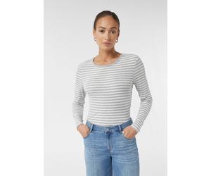 Gestreiftes Longsleeve aus Baumwolle grau|weiß 38