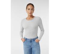 Gestreiftes Longsleeve aus Baumwolle grau|weiß 44
