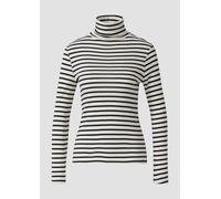 Rollkragenshirt S.OLIVER, Damen, Gr. 46, blau, Web, Obermaterial: 100% Baumwolle, gestreift, casual, regular fit normal, ohne Ausschnitt, Langarm gerader Abschluss, Shirts, mit Streifen Muster (359721