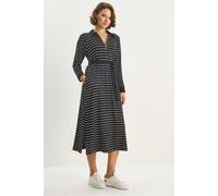 Gestreiftes Midi-Kleid mit Hemdkragen