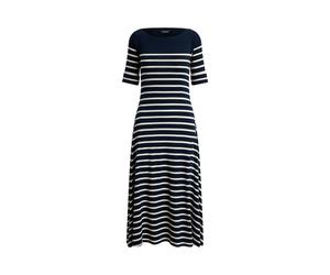 Gestreiftes Midi-Rippenstrickkleid M Blue