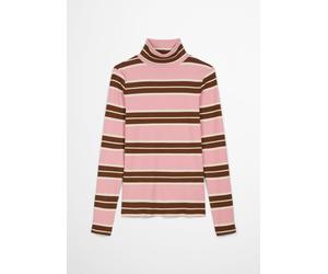Gestreiftes Rollkragen-Longsleeve slim rosa S