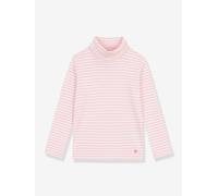 Gestreiftes Rollkragenshirt Kinder langarm PETIT BATEAU rosa Gr. 146/152