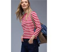Street One Frauen Gestreiftes Shirt in Pink, Gr: 38