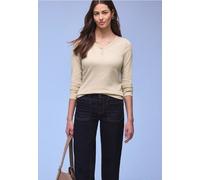 Street One Damen Langarmshirt Gestreift, Rundhals, im soften Baumwoll-Mix Beige Gr. 36
