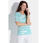 Gestreiftes Shirt aus Viskose-Jersey türkis 52