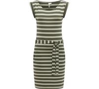 Sommerkleid RAGWEAR "Tagg Stripes", Damen, Gr. L (40), Normalgrößen, olivgrün, Material: 50% Viskose, 50% Polyester, figurumspielend ca. Mitte Oberschenkel, tiefer Rundhals, Ärmel ohne Ärmelschlitz, K