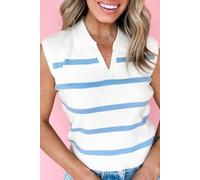 Gestreiftes Strick-Ärmelloses Polotop M