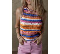 Gestreiftes Strick-Ärmelloses Top XL