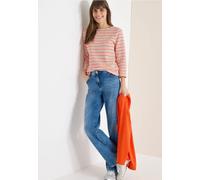 Cecil Damen 3/4-Arm Strukturshirt, gestreift, U-Boot-Ausschnitt, Orange XXL
