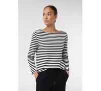 Gestreiftes Sweatshirt aus Piqué weiß|schwarz 34