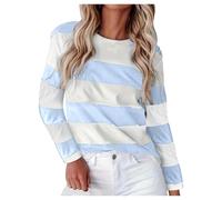 Gestreiftes Sweatshirt Damen Sommer Locker Oberteile Orange-Weiß Sweater Halloween Rundhals Baumwolle Casual Langarmshirt Kürbis Oversize Elegant Tee Tops Bunte Kurzarm Ringelshirt Rot Hexe Shirt XXL