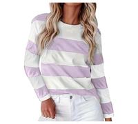 Gestreiftes Sweatshirt Damen Sommer Locker Oberteile Orange-Weiß Sweater Halloween Rundhals Baumwolle Casual Langarmshirt Kürbis Oversize Elegant Tee Tops Bunte Kurzarm Ringelshirt Rot Hexe Shirt XXL