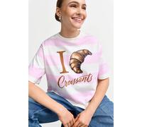 Gestreiftes T-Shirt aus Baumwolle S soft orchid