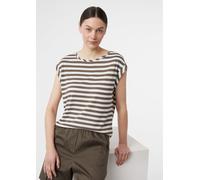 Gestreiftes T-Shirt aus Leinenmix im Relaxed Fit braun 46