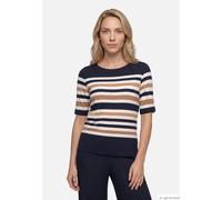 Gestreiftes T-Shirt mit U-Boot Ausschnitt Dark Blue/Brown 46