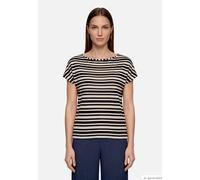 Gestreiftes T-Shirt mit U-Boot Ausschnitt Dark Blue/Nature 42