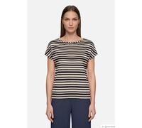 Gestreiftes T-Shirt mit U-Boot Ausschnitt Dark Blue/Nature 48