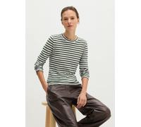 Langarmshirt MARC O'POLO "aus weichem Slub-Jersey", Damen, Gr. XXS, grün (dunkelgrün), Obermaterial: 100% Baumwolle, gestreift, Basic, regular fit, Rundhals, normaler Saum, Shirts Langarmshirt (996822