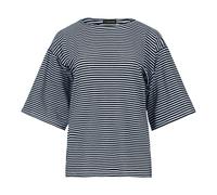 Gestreiftes, übergroßes Viskose-Elastan-Top mit ellbogenlangen Ärmeln L