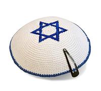 Gestrickt weiße Kippa jüdische Israeli Judaica Kipa mit Davidstern