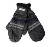 Gestrickter Fäustling mit Norweger Muster 2 Farben Thinsulate für Herren L/XL, dunkelgrau mit marine