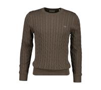GANT Strickpullover Regular Fit Rundhals – Braun – Einfarbig