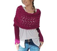 Gestrickter Zopfmuster-Wickel - Pullover-Schal mit Ärmeln - Strickschal-Wickel - Damen-Strick-Wickel-Häkel-Cape-Decke,Damen-Winter-Schal, dicker,warmer gestrickter langer karierter Schal