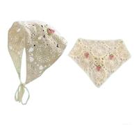 Gestricktes Dreieckstuch Damen Handgemacht mit Erdbeer Muster Boho Kopftuch Leicht Atmungsaktiv für Yoga Sommer Festival One Size(A)