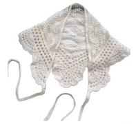Gestricktes Dreieckstuch Damen Handgemacht mit Erdbeer Muster Boho Kopftuch Leicht Atmungsaktiv für Yoga Sommer Festival One Size(H)