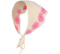 Gestricktes Dreieckstuch Damen, Wolle mit Blumenmuster(C) | Für Strandspaziergänge, Leicht & Atmungsaktiv, Ideal für Frauen, Weiche Wolle, Einheitsgröße