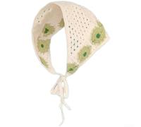 Gestricktes Dreieckstuch Damen, Wolle mit Blumenmuster(F) | Für Strandspaziergänge, Leicht & Atmungsaktiv, Ideal für Frauen, Weiche Wolle, Einheitsgröße