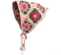 Gestricktes Dreieckstuch Wolle Blumenmuster Retro(K)