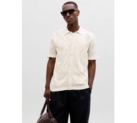 JACK & JONES Premium Regular Fit Freizeithemd in Strick-Optik Modell 'Owen' in Beige, Größe L