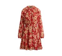 Gestuftes Georgette-Kleid mit Rüschen 36 Red