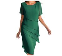 Gestuftes Hochzeitsgästekleider für Damen, gestuftes Chiffon-Maxikleid, gestuftes Rüschen-Cocktailkleid, Übergröße